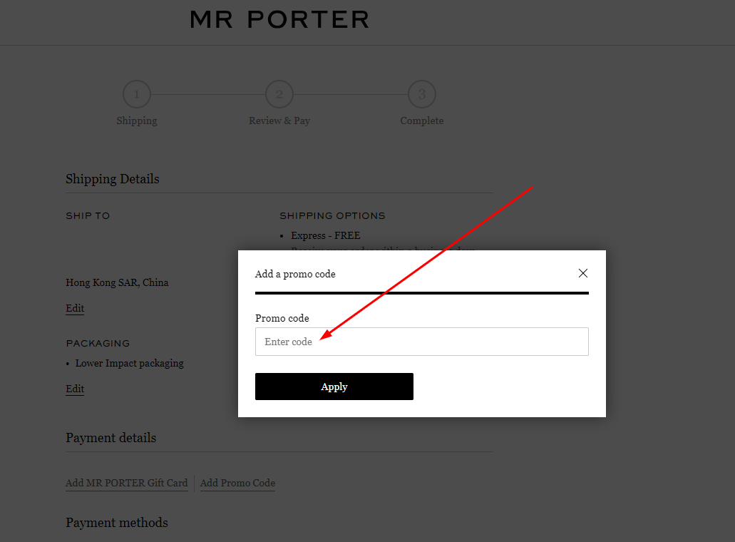 How to use a Mr Porter Promo Code?