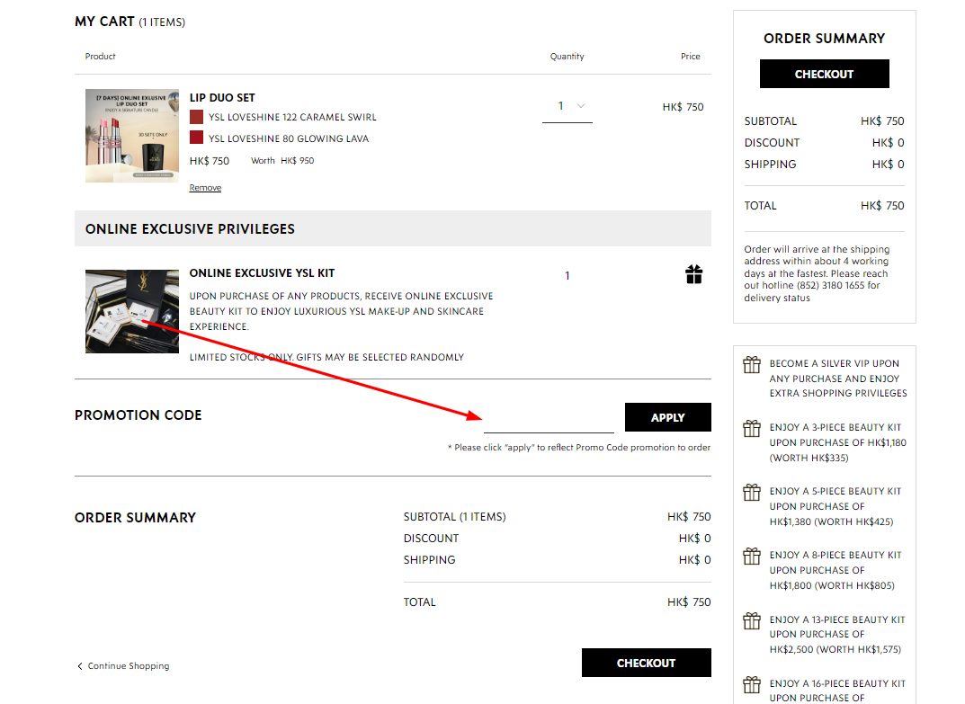 How to use an YSL Beauty Promo Code